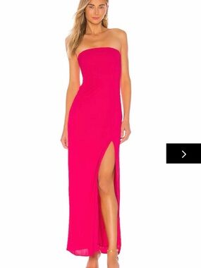 REVOLVE Hot Pink Strapless Maxi Dress with Side Slit